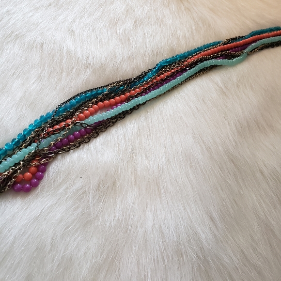 LOFT Multi Color Twisted Bead & Antique Gold Tone - Picture 5 of 6